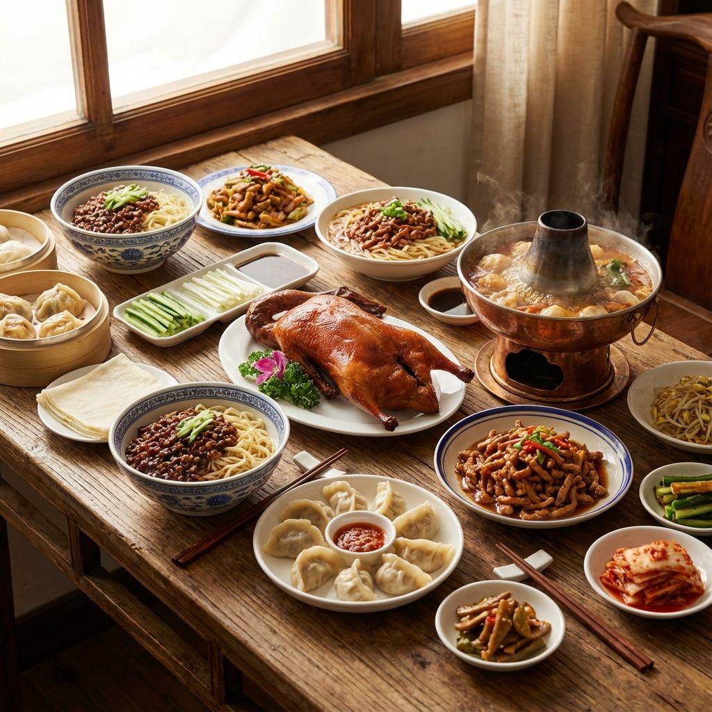 Beijing food table with classic local dishes